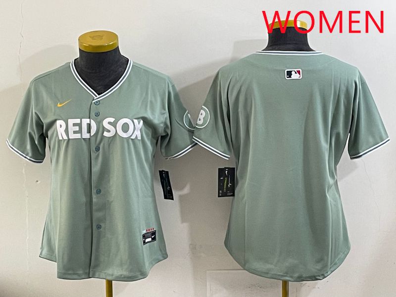 Women 2025 Boston Red Sox Blank Green Joint Name Nike MLB Jersey style 1